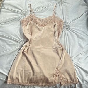 Pink Satin Lace Dress